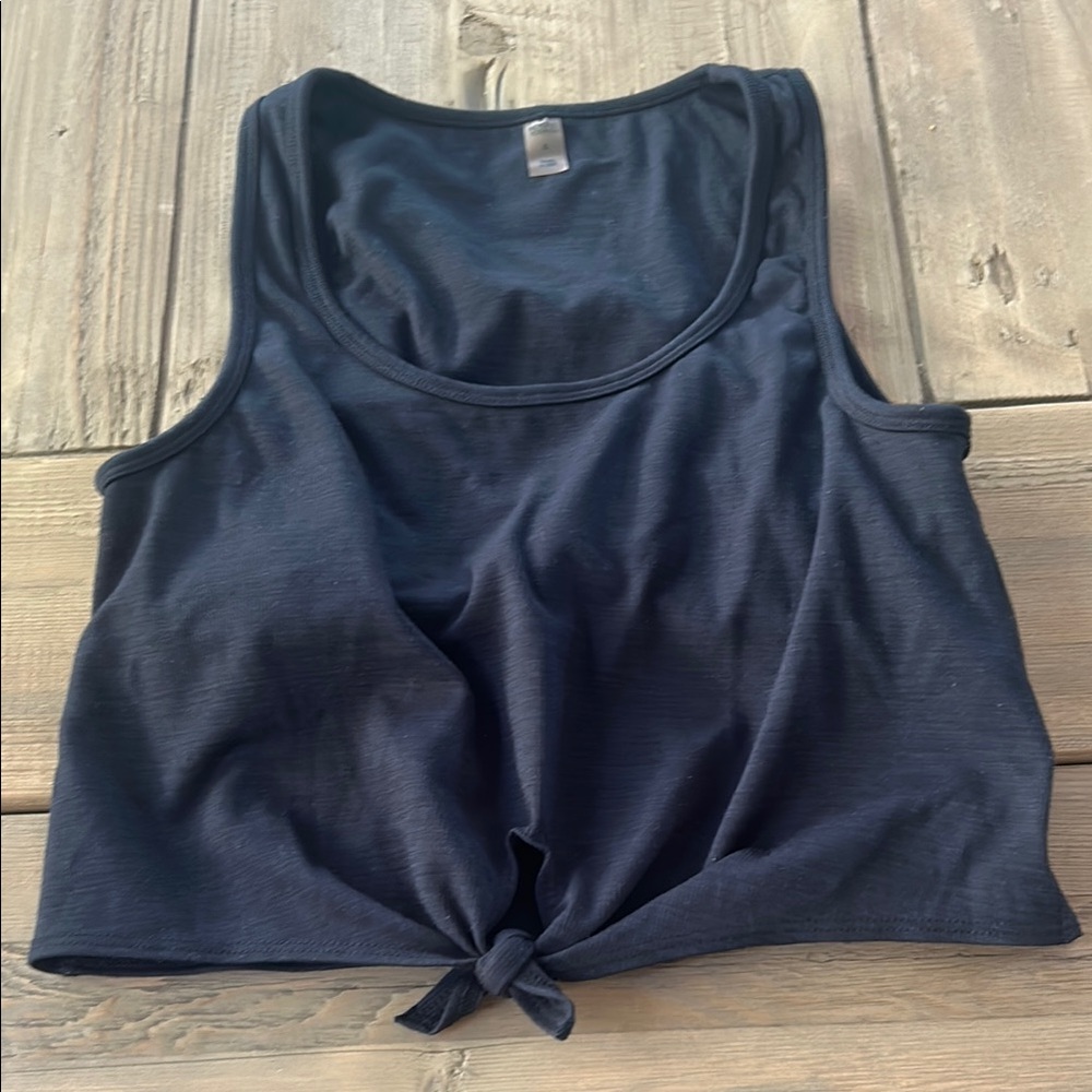 Beyond Yoga Black Sleeveless Tie-Front Top